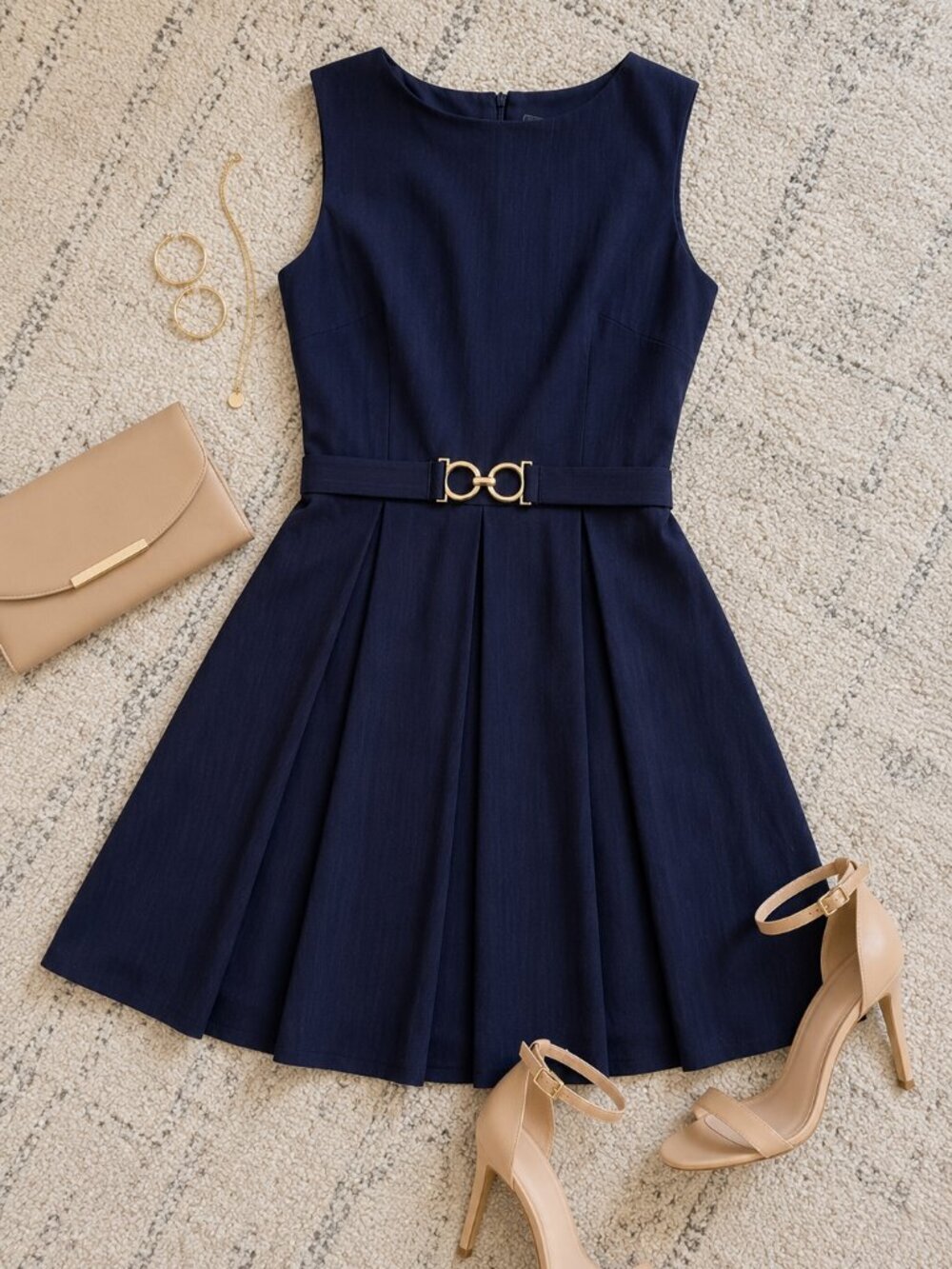 B Darlin Navy Belted Pleated Mini Dress 4 NWT Homecoming Cocktail Party - Picture 3 of 7